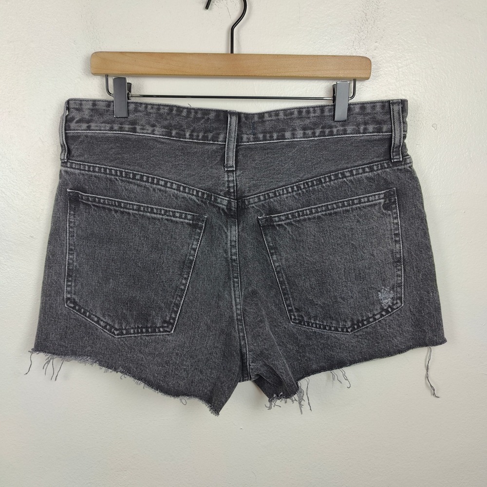Madewell Relaxed Denim Shorts Womens 30 Charcoal Haywood Wash Raw Fray Hem NWT - Picture 5 of 10
